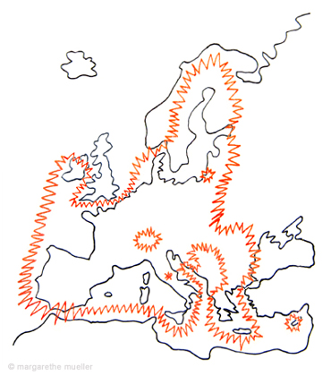 EU Outerborderline Badminton - Europe 2020: possible stitches at the EU external border- © transbanana / Margarethe Mueller