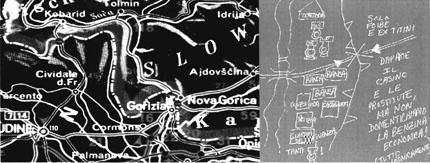 Gorizia - Nova Gorica - 2 different maps of the divided town - © transbanana